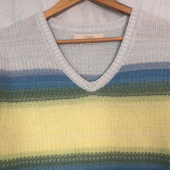 Ann Taylor LOFT Women Yellow Blue Striped Long Sleeve Sweater Blue Size S - Picture 3 of 11